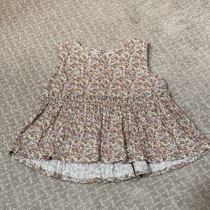Zara Floral Sleeveless Peplum Top in Pink, Brown & Cream